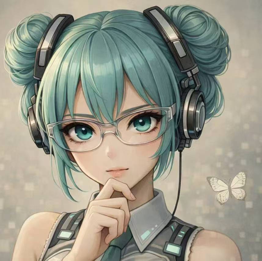 LINGUIST wants TECH 青绿色双丸子头头像